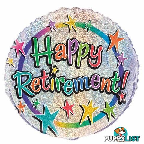 Happy Retirement 45cm (18) Foil Prismatic Balloons Packaged - 011179555437