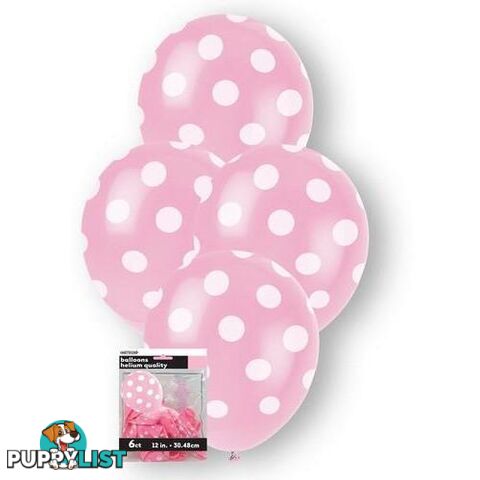 Dots Lovely Pink 6 x 30cm (12) Balloons - 9311965576006