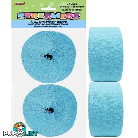 Crepe Streamers Powder Blue 2 x 24m (81ft) - 9311965630715