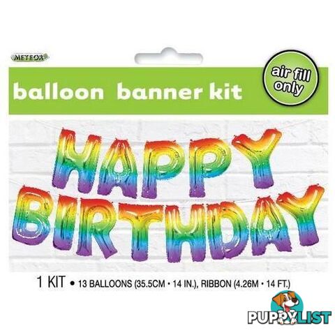 Happy Birthday Rainbow 35.5cm (14) Foil Letter Balloon Kit - 9311965754633