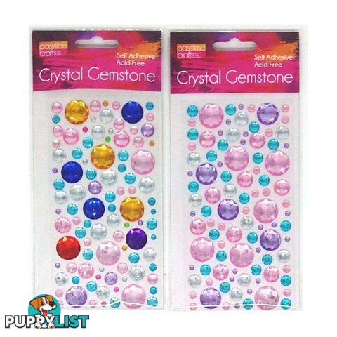 Crystal Gemstones Assorted Colours and Sizes Pack of 2 - 900038