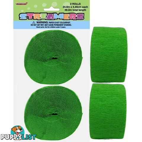 Crepe Streamers Lime Green 2 x 24m (81ft) - 9311965630746