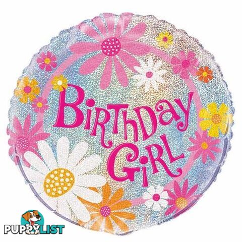 Birthday Girl 45cm (18) Foil Prismatic Balloons Packaged - 011179555178