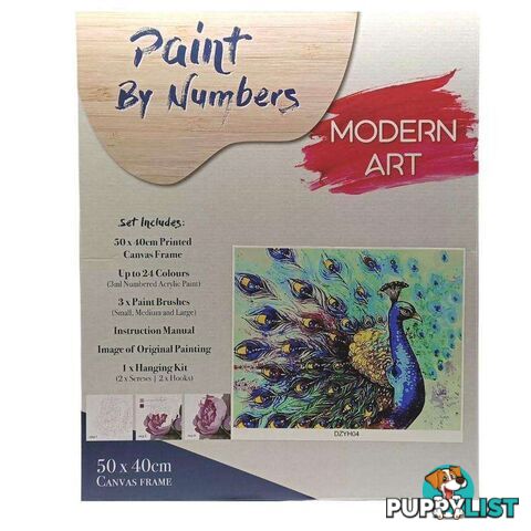 Paint By Numbers Peacock with Frame 40x50cm - 800525