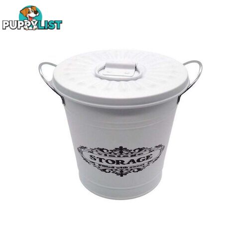 Round Bucket with Lid White 19x19cm High - 800623