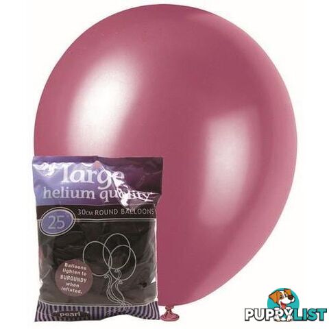 Burgundy - 25 x 30cm (12) Pearl Balloons - 9311965025856