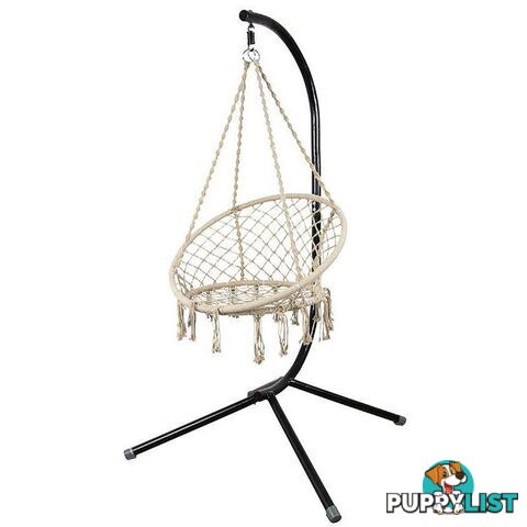 Macrame White Chair With Stand - 9333527605733