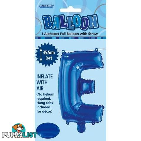 Royal Blue E Alphabet Foil Balloon 35cm (14) - 9311965447146