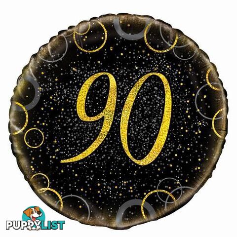 Glitz Gold 90th Birthday 45cm (18) Foil Balloon Packaged - 011179558407