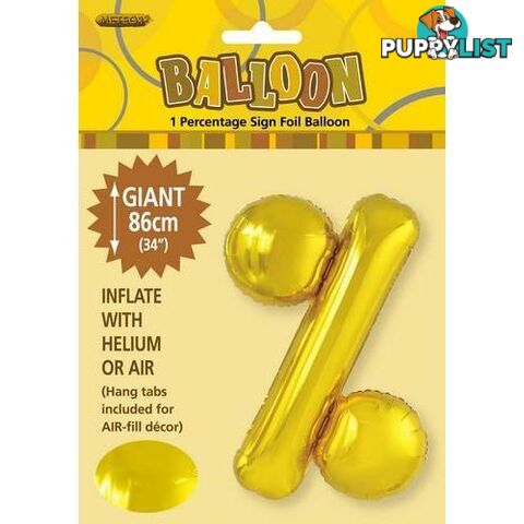 Gold % Alphabet Foil Balloon 86cm (34) - 9311965429531