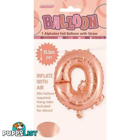 Rose Gold Q Alphabet Foil Balloon 35cm (14) - 9311965447665