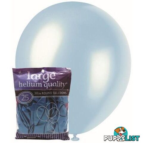 Electric Blue - 25 x 30cm (12) Pearl Balloons - 9311965025863