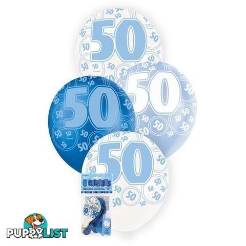 Glitz Blue 6 x 30cm (12) Latex Balloons - 50 - 011179808861