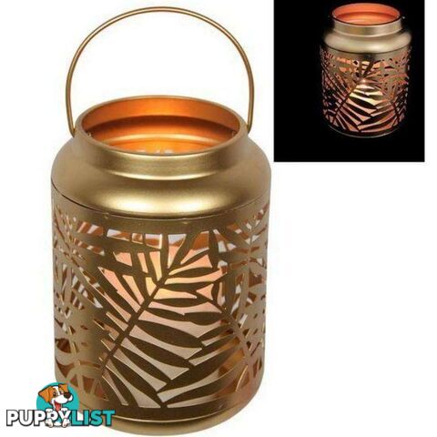 Gold Fern Pattern Lantern 17cm - 9319844620598