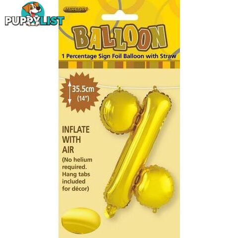 Gold % Alphabet Foil Balloon 35cm (14) - 9311965447412