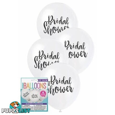 Bridal Shower 8 x 30cm (12) Balloons - White - 011179548996