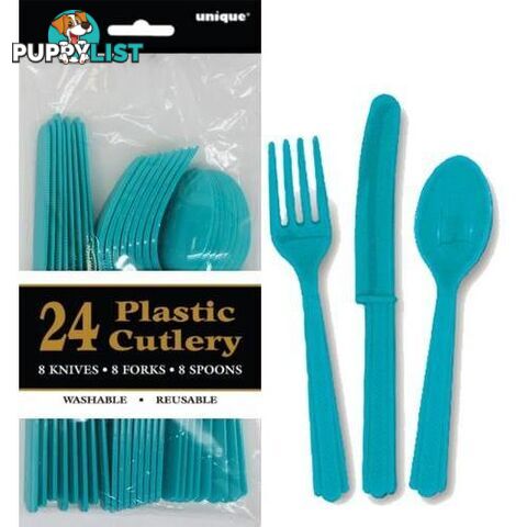 Caribbean Teal 24 Assorted Cutlery - 011179321445