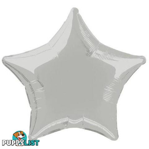 Silver Star 50cm (20) Foil Balloon Packaged - 011179533220