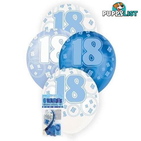 Glitz Blue 6 x 30cm (12) Latex Balloons - 18 - 011179808823