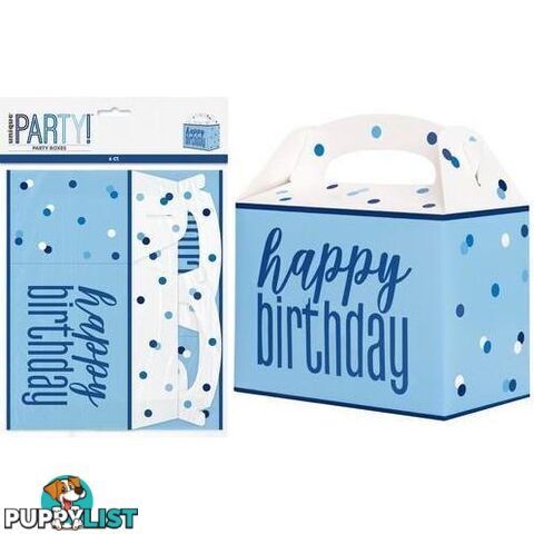 6 Large Party Boxes 16cm x 12cm x 9cm (6.2 x 4.7 x 3.5) - Blue - 011179839223