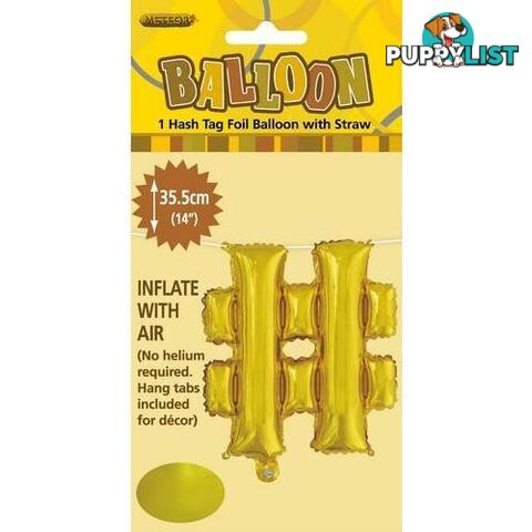 Gold # Alphabet Foil Balloon 35cm (14) - 9311965446774