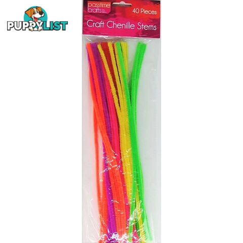 Craft Chenille Stems Pipe Cleaners Multi Colours 40 Pack - 9348291003302