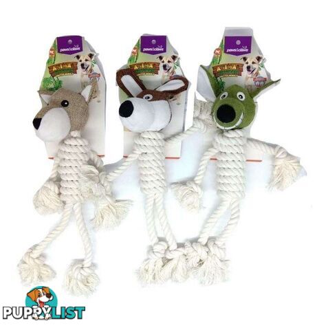 Pet Dog Toy Knotted Animal Assorted Grey Brown Green - 9340957079287