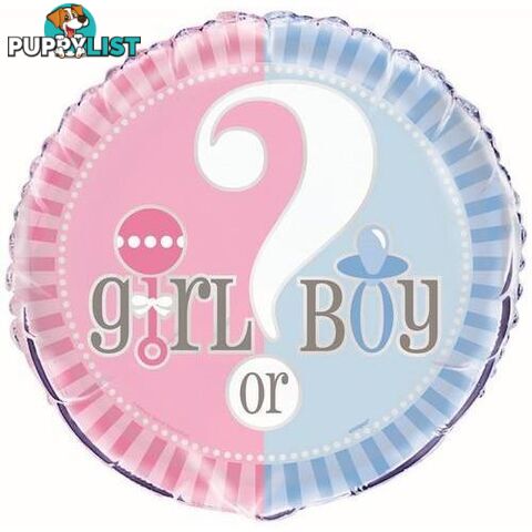 Baby Reveal Boy Or Girl 45cm (18) Foil Balloon Packaged - 011179473977