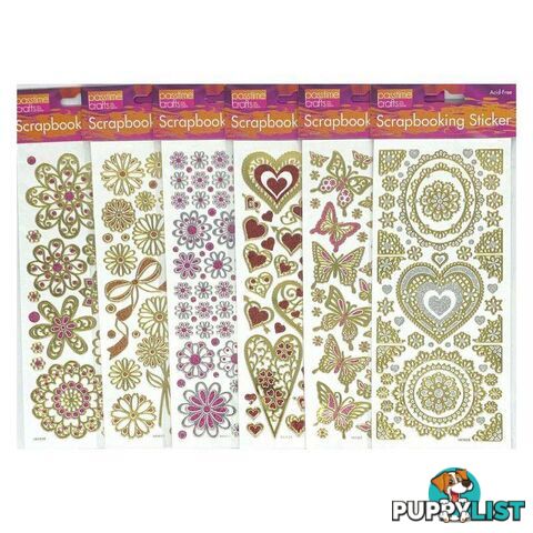 Metallic Scrapbooking Stickers Pack of 6 - 900032