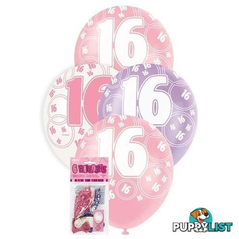 Glitz Pink 6 x 30cm (12) Latex Balloons - 16 - 011179808717