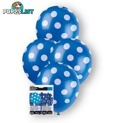 Dots Royal Blue 6 x 30cm (12) Balloons - 9311965575948