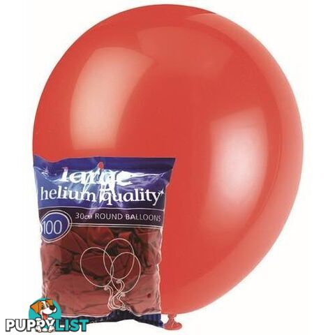 Bright Red - 100 x 30cm (12) Decorator Balloons - 9311965012481