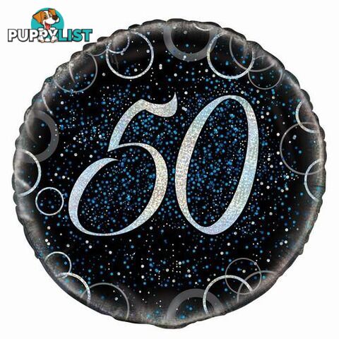 Glitz Blue 50th Birthday 45cm (18) Foil Balloon Packaged - 011179558100