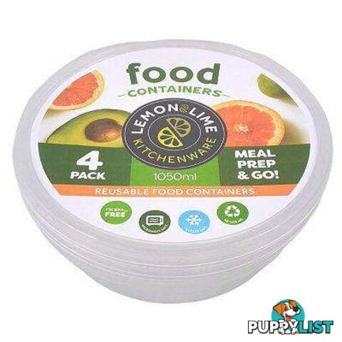 Disposable Food Containers - Round 4 Pack 1050ml - 9340957022887