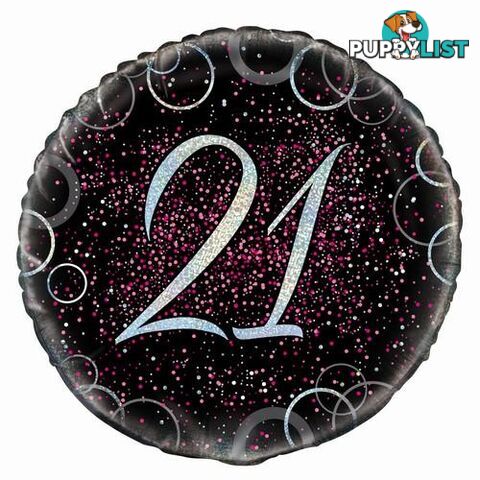 Glitz Pink 21st Birthday 45cm (18) Foil Balloon Packaged - 011179557943