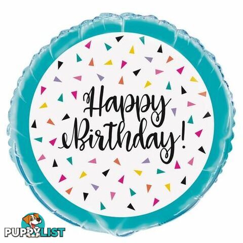 Triangle Confetti Happy Birthday 45cm (18) Foil Balloon Packaged - 011179731572