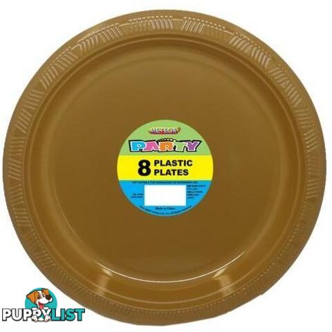 Gold 8 x 23cm (9) Plastic Plates - 9311965343325