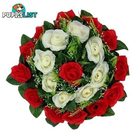 Artificial Flowers Wreath Red & White Lge 35cm - 800324