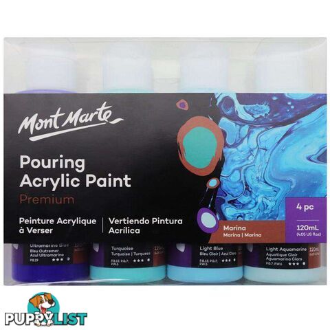 Premium Pouring Acrylic Paint 120ml 4pc Set - Marina - 9328577040368