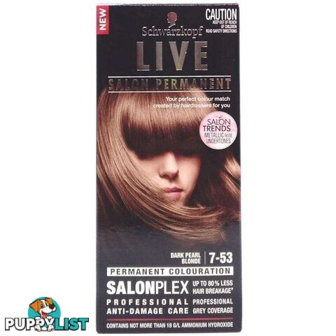 Schwarzkopf Live Salon Permanent Hair Colour Dark Pearl Blonde 3Pk - 900049