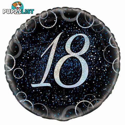 Glitz Blue 18th Birthday 45cm (18) Foil Balloon Packaged - 011179558063