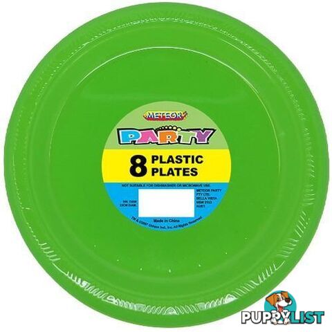 Lime Green 8 x 23cm (9) Plastic Plates - 9311965321026