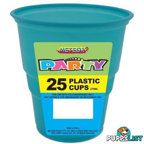 Caribbean Teal 25 x 270ml (9oz) Plastic Cups - 9311965301080