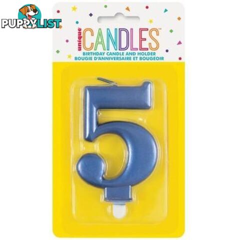 Numeral Candle 5 - Metallic Blue - 011179196159