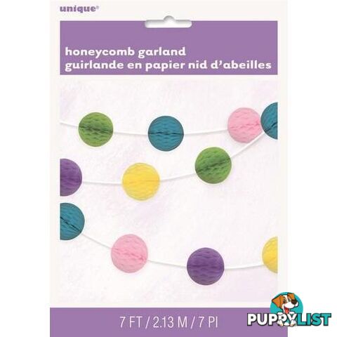 Pastel Assorted Honeycomb Ball Garland 2.13m (7) - 011179626786