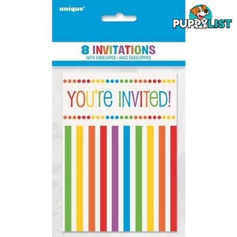 Rainbow Birthday 8 Invitations 97 x 36cm 53 x 38 - 011179471249