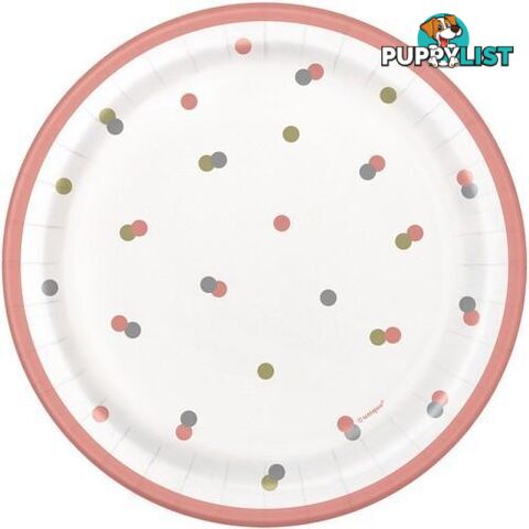 Rose Gold 8 x 18cm (7) Paper Plates - 011179848935