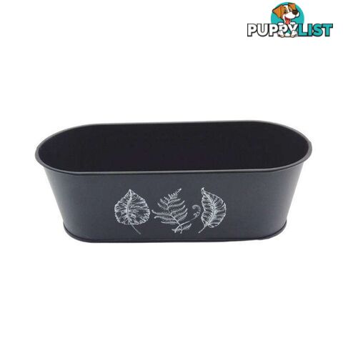 Oval Tub Leaf Print Black 11x27.5x9.5cm High - 800614