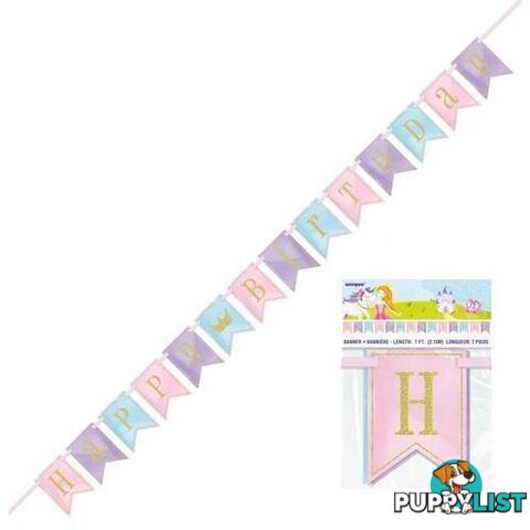 Magical Princess Happy Birthday Pennant Banner 2.13m (7) - 011179583805