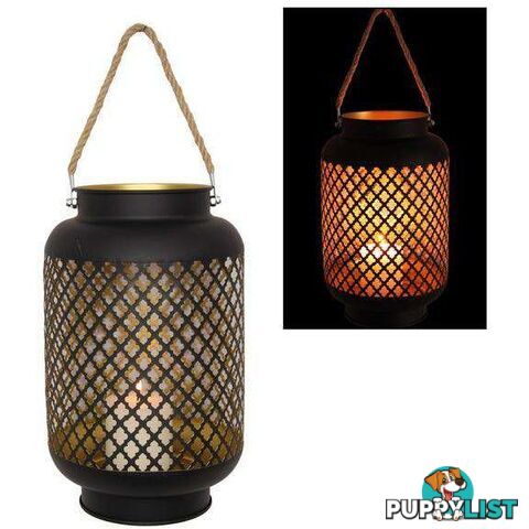 Black and Gold Decorative Lantern 32cm - 9319844632164